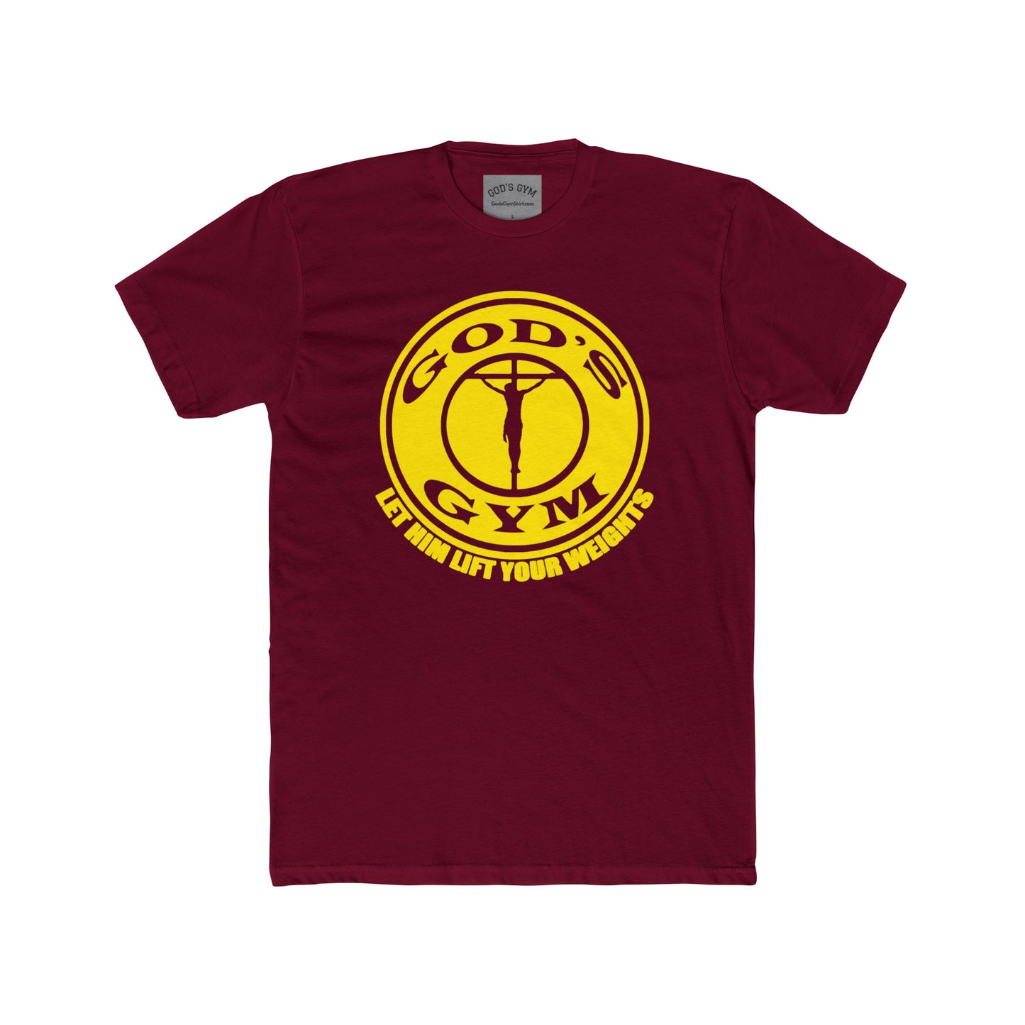 GOD'S GYM Christian T-Shirt - GOD'S GYM - LET HIM LIFT YOUR WEIGHTS - Faith-Based Unisex Tee