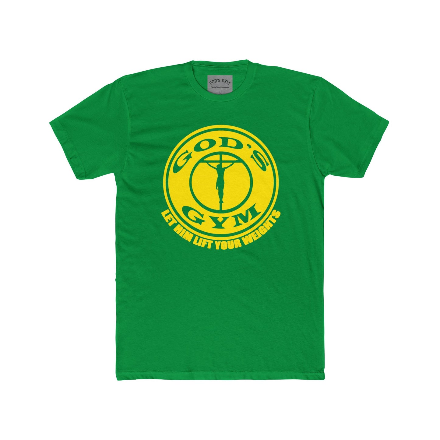 GOD'S GYM Christian T-Shirt - GOD'S GYM - LET HIM LIFT YOUR WEIGHTS - Faith-Based Unisex Tee