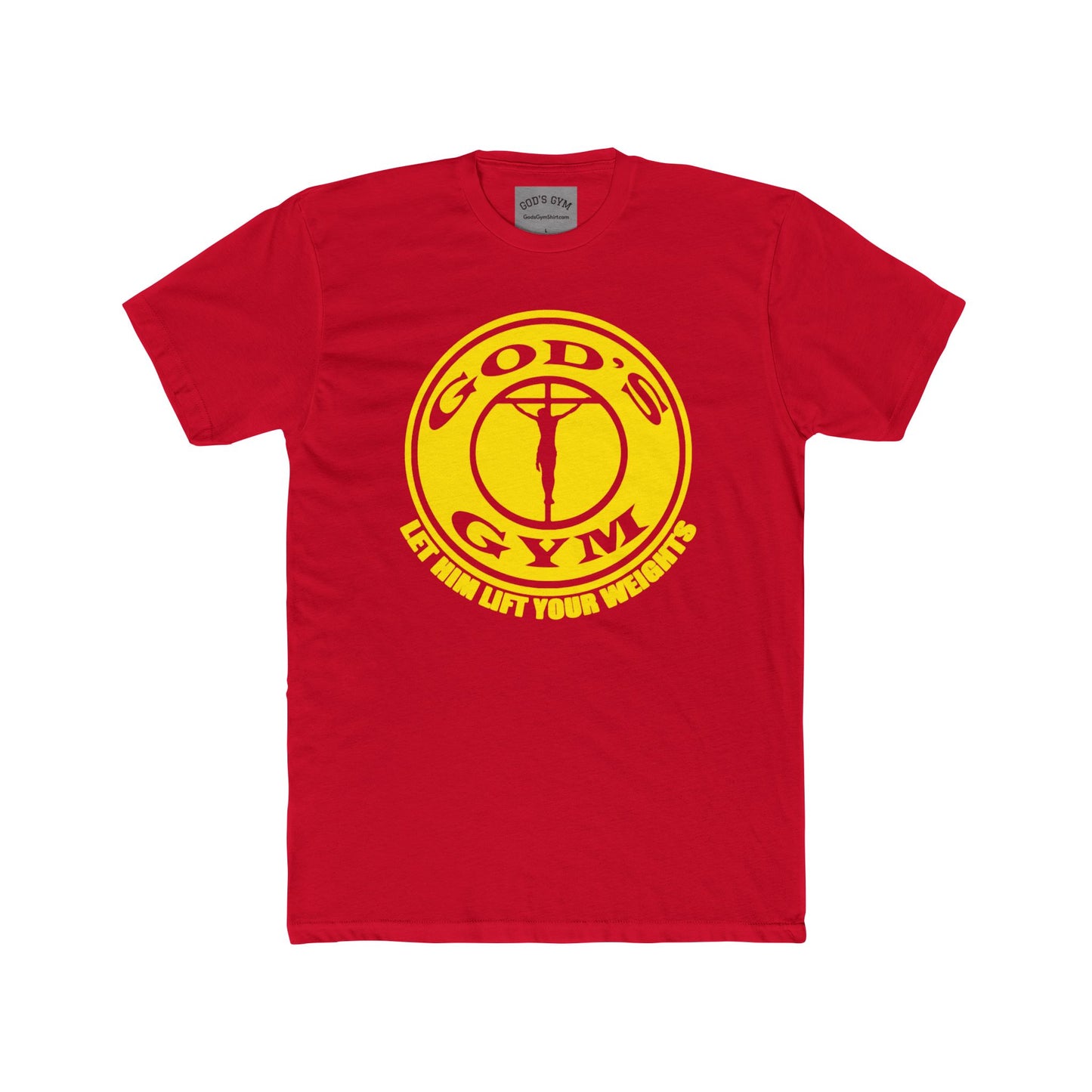 GOD'S GYM Christian T-Shirt - GOD'S GYM - LET HIM LIFT YOUR WEIGHTS - Faith-Based Unisex Tee