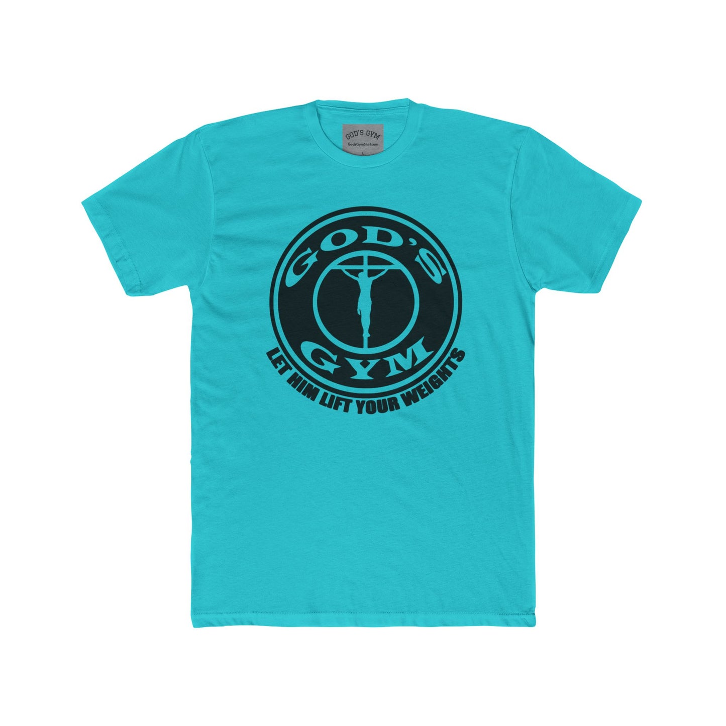 GOD'S GYM Christian T-Shirt - GOD'S GYM - LET HIM LIFT YOUR WEIGHTS - Faith-Based Unisex Tee