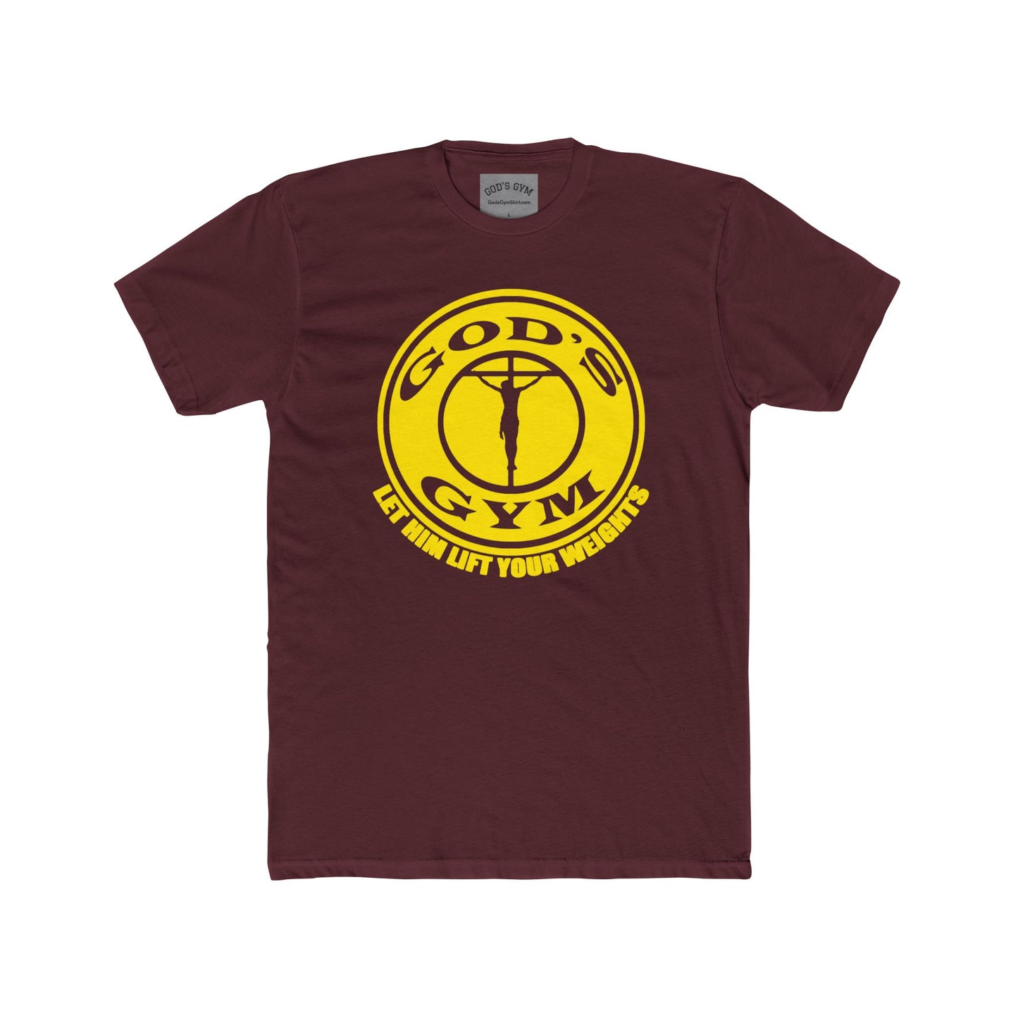 GOD'S GYM Christian T-Shirt - GOD'S GYM - LET HIM LIFT YOUR WEIGHTS - Faith-Based Unisex Tee